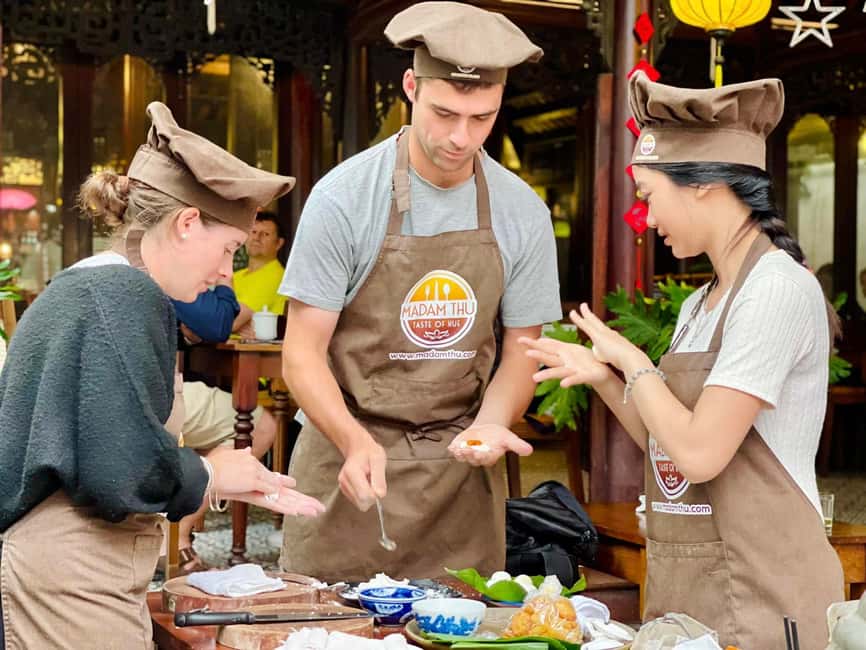 Hue City: Cyclo, Market Tour & Cooking Class at Madam Thu - The herbal foot bath and welcome drink: a smart reset
